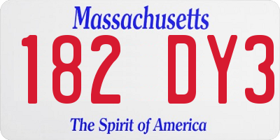 MA license plate 182DY3