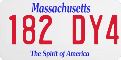 MA license plate 182DY4