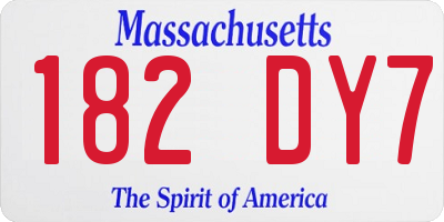 MA license plate 182DY7