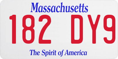 MA license plate 182DY9