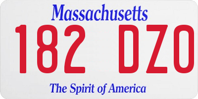 MA license plate 182DZ0