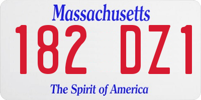MA license plate 182DZ1