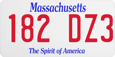 MA license plate 182DZ3