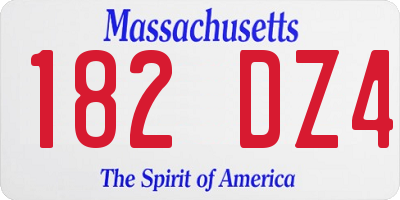 MA license plate 182DZ4