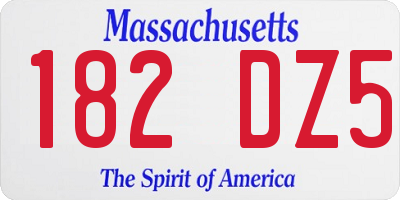 MA license plate 182DZ5