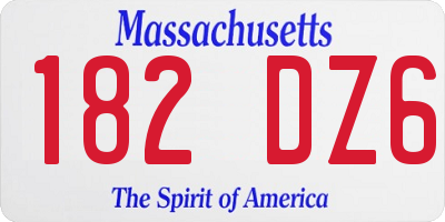 MA license plate 182DZ6