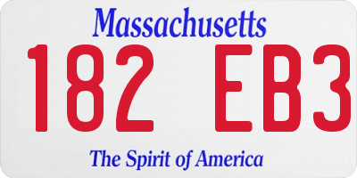 MA license plate 182EB3