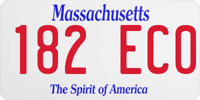 MA license plate 182EC0