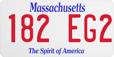 MA license plate 182EG2