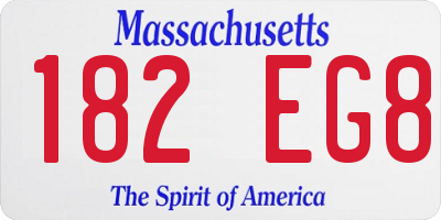 MA license plate 182EG8