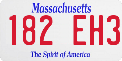 MA license plate 182EH3