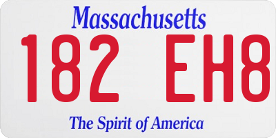 MA license plate 182EH8