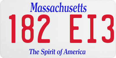 MA license plate 182EI3