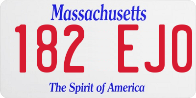MA license plate 182EJ0
