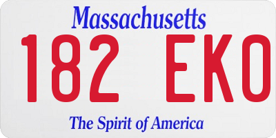 MA license plate 182EK0