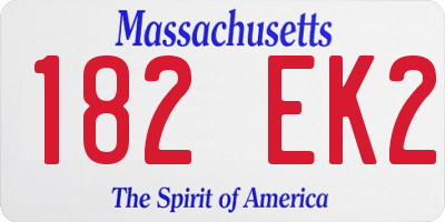 MA license plate 182EK2
