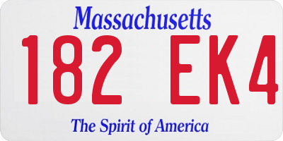 MA license plate 182EK4