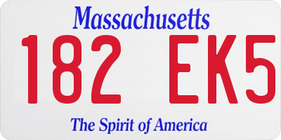 MA license plate 182EK5