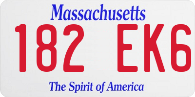 MA license plate 182EK6