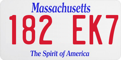 MA license plate 182EK7