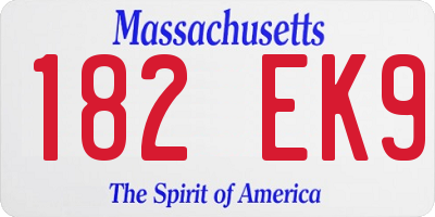 MA license plate 182EK9