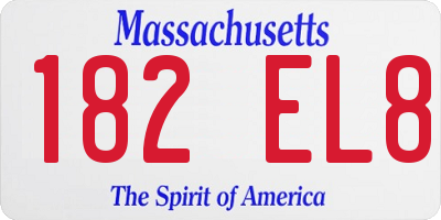 MA license plate 182EL8