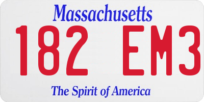 MA license plate 182EM3