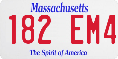 MA license plate 182EM4