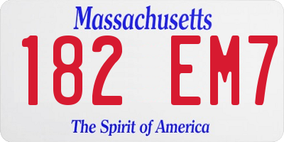 MA license plate 182EM7