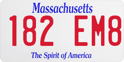 MA license plate 182EM8