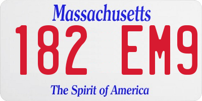 MA license plate 182EM9
