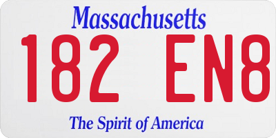 MA license plate 182EN8