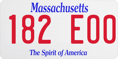 MA license plate 182EO0