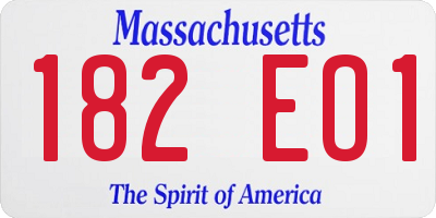 MA license plate 182EO1