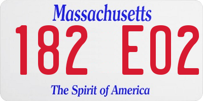 MA license plate 182EO2