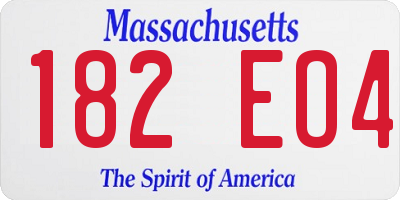 MA license plate 182EO4