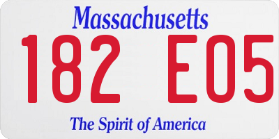 MA license plate 182EO5