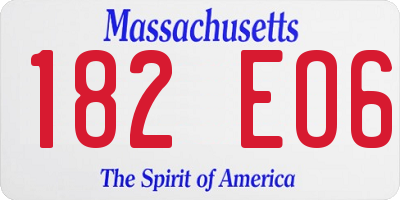 MA license plate 182EO6
