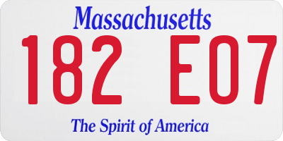 MA license plate 182EO7