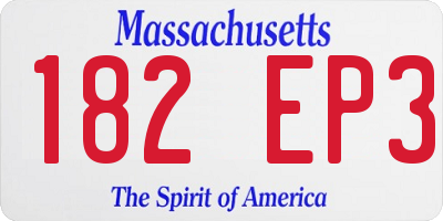 MA license plate 182EP3