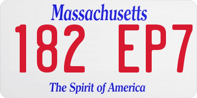 MA license plate 182EP7