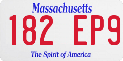 MA license plate 182EP9