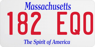 MA license plate 182EQ0