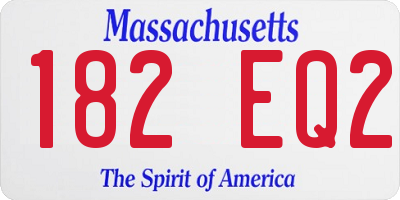 MA license plate 182EQ2