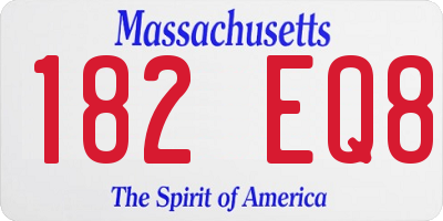 MA license plate 182EQ8