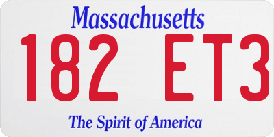 MA license plate 182ET3