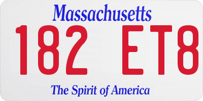 MA license plate 182ET8