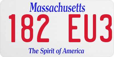 MA license plate 182EU3