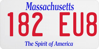 MA license plate 182EU8
