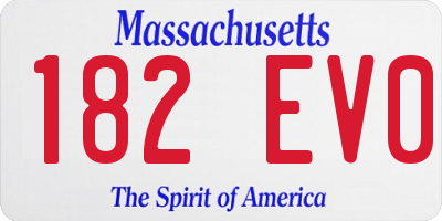 MA license plate 182EV0